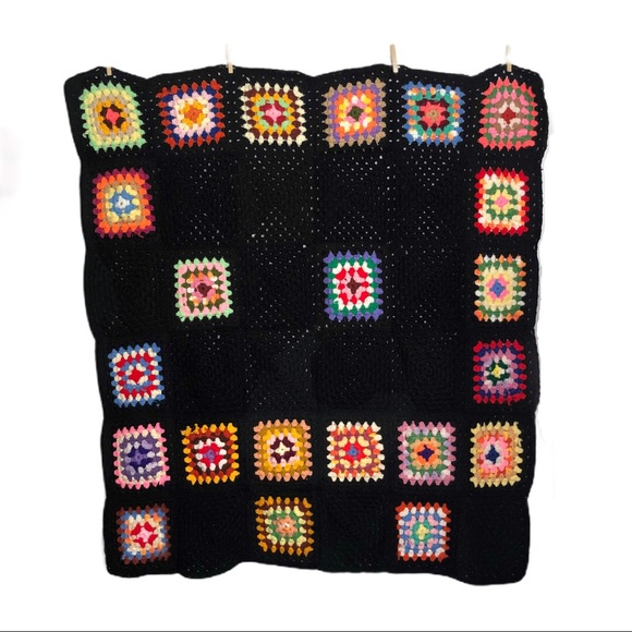 Handmade Granny Square Afghan Small Throw Blanket - Picture 3 of 10